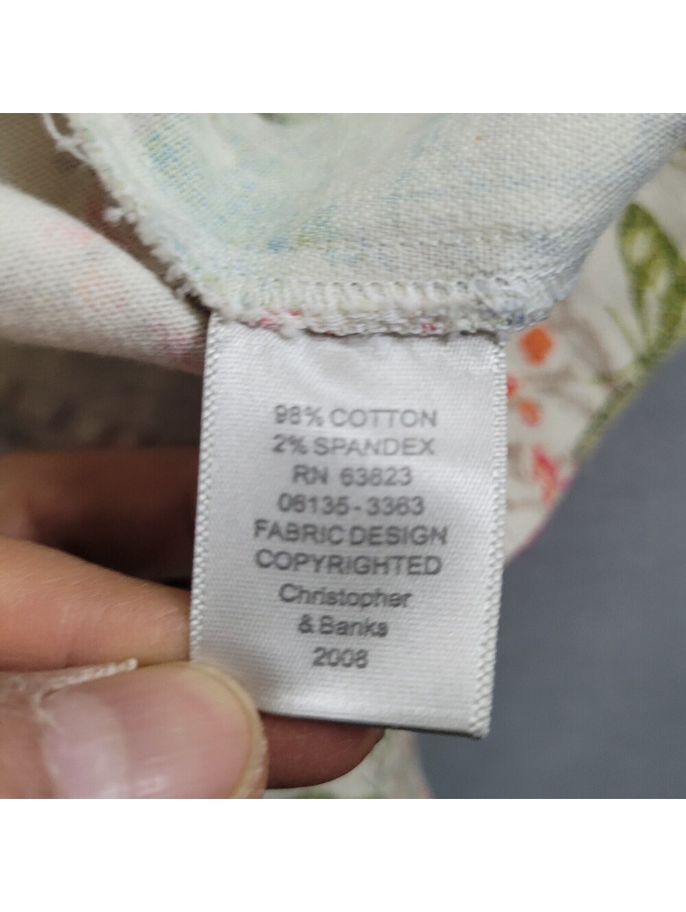 Christopher & Banks Size XL PASTEL Floral Jean Jacket Comfort Stretch- 3/4 SLEE - Picture 4 of 9